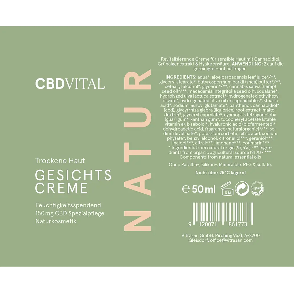 CBD Gesichtscreme für trockene Haut